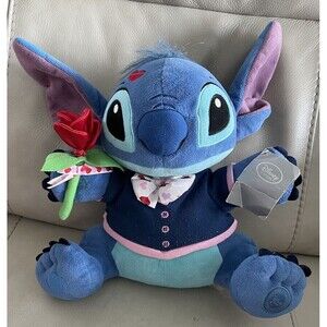 Disney Store Exclusive Stitch With Rose Plush Lilo & Stitch Rare Plush W/ Tags